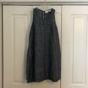 Denim Blue Linen A-Line Above the Knee Cynthia Rowley Dress, Size S